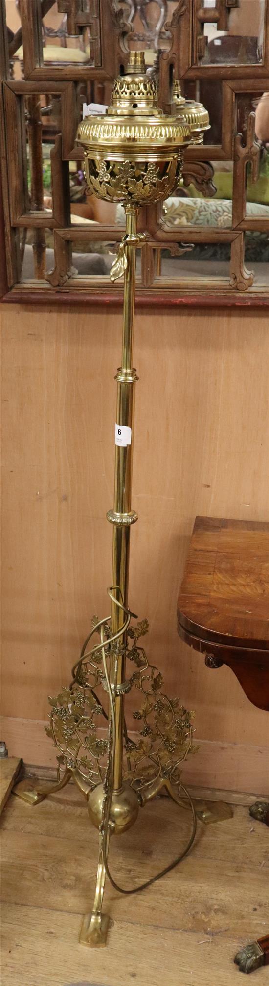 An Edwardian Patent oil lamp, now fitted for electricity, H.152cm